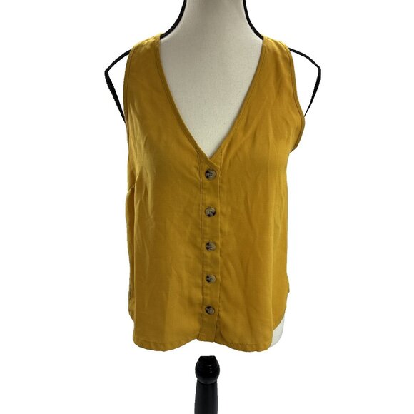 Paper Crane Womens Size S Tank Top Yellow Button Front Sleeveless Casual Blouse - Picture 1 of 6